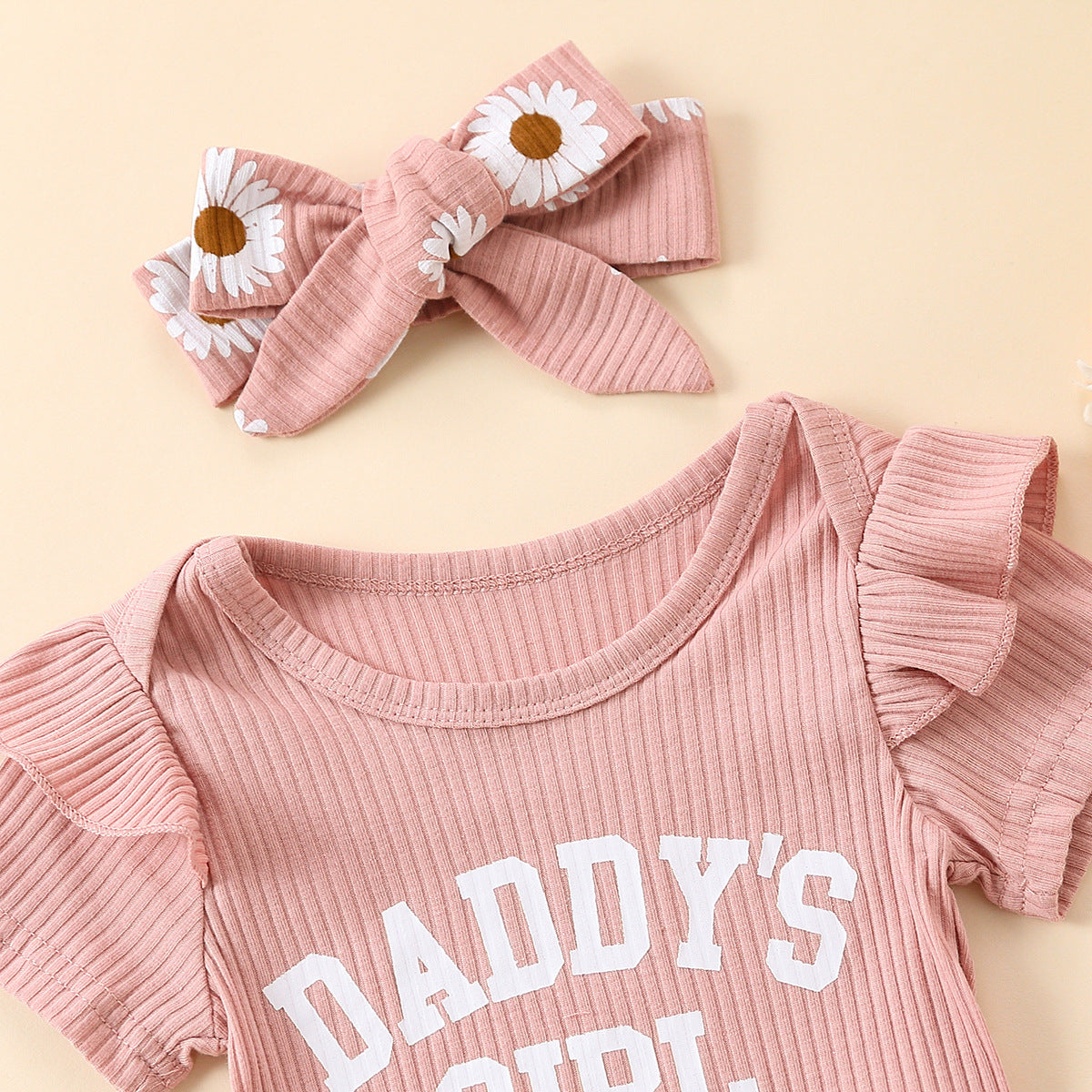 Flounced Sleeve Romper Fake Drawstring Shorts Two-piece Set - Cindi Book