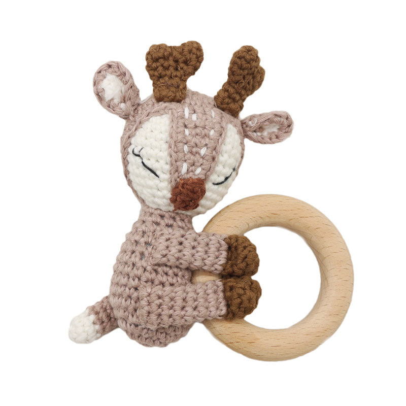 Handmade Crochet Fox Elk Rattle Toy Baby Molar Teether - Cindi Book