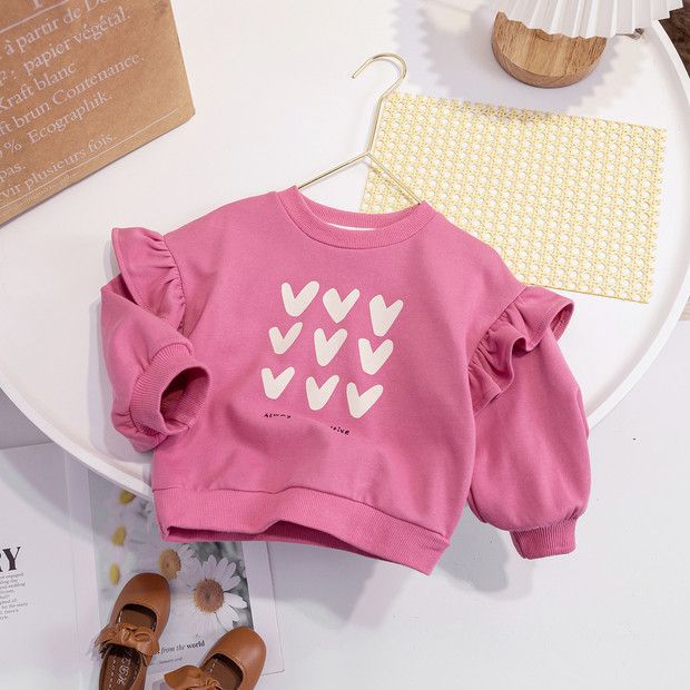 Girls' 2026 Spring Collection New Style Top - Cute And Casual Pullover Hooded Shirt For Children - Children's Heart-shaped Collar Sweatshirt - Cindi Book