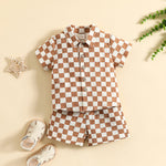 Cotton And Linen Short Sleeve Lapel Polo Shirt Two-piece Set - Cindi Book