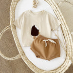 Girls' Casual Round Neck Cotton Ice Cream Patch Short Sleeve Shorts Suit - Cindi Book