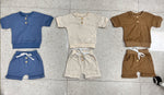 Three-color Short-sleeved Waffle Children's Suit - Cindi Book