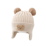 Baby Hat Warm Earflaps Cap Cute Bear Baby Knitted Woolen Cap - Cindi Book