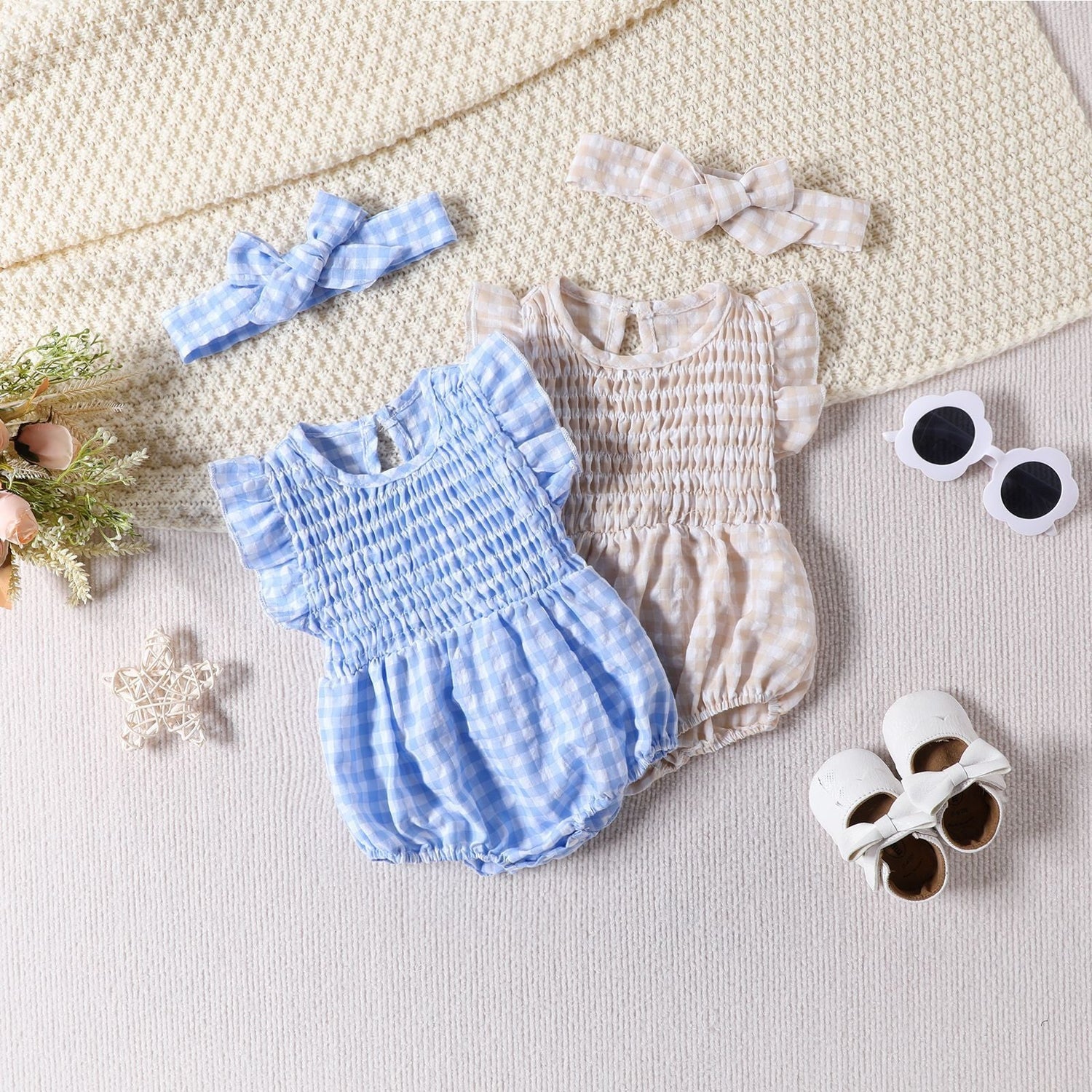 Baby Girl Solid Color Baby Sleeveless Triangle Rompers Romper - Cindi Book