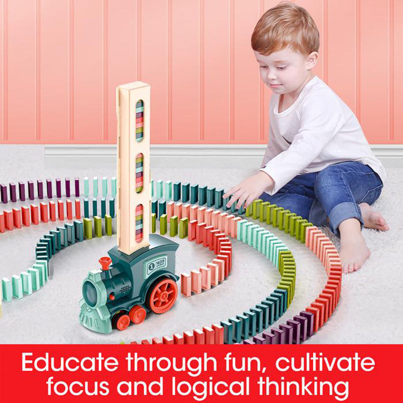 Domino Train Toys Baby Toys Car Puzzle Automatic Release Licensing Electric Building Blocks Train Toy - Cindi Book