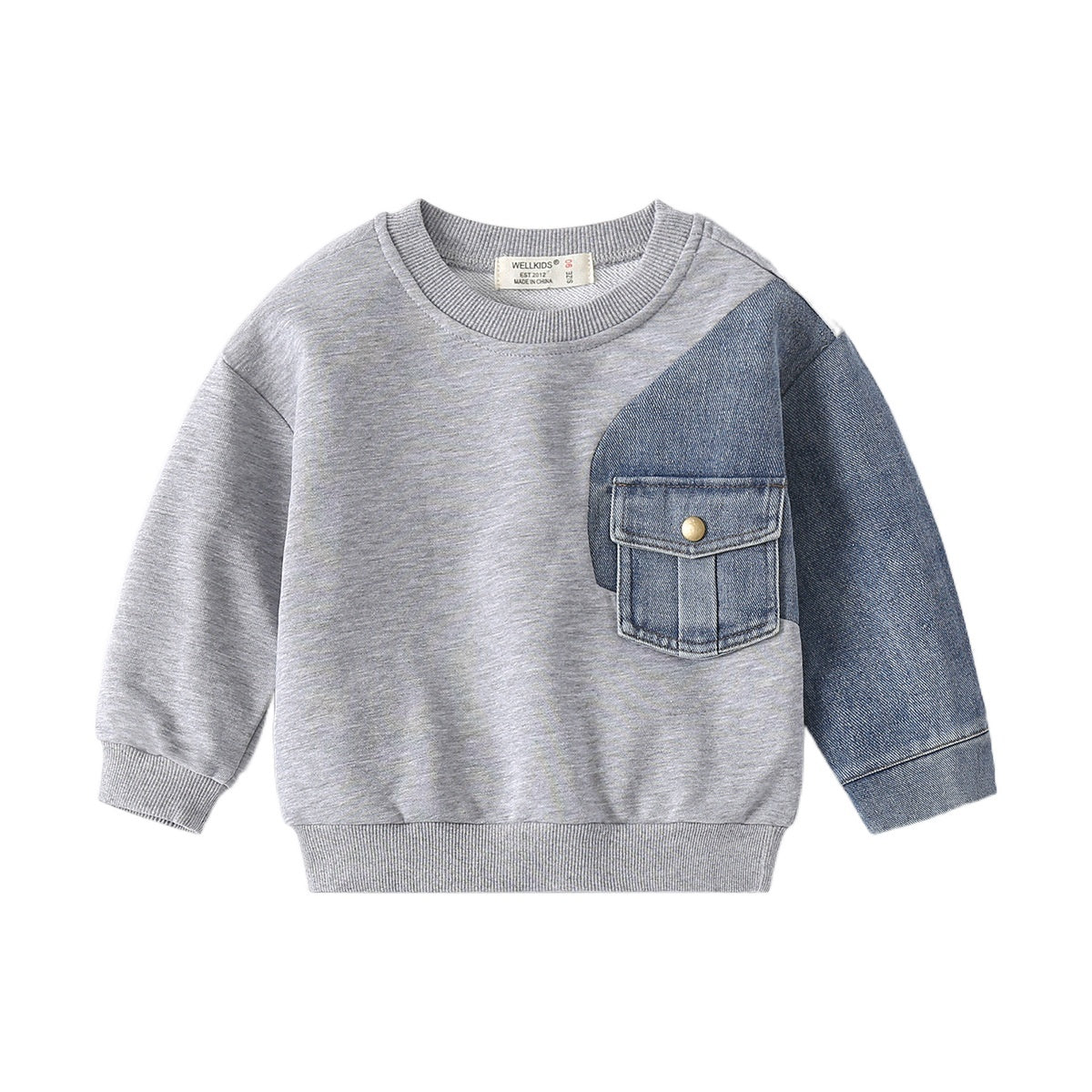Boys' Denim Knitted Sleeve Loose Sweater - Cindi Book