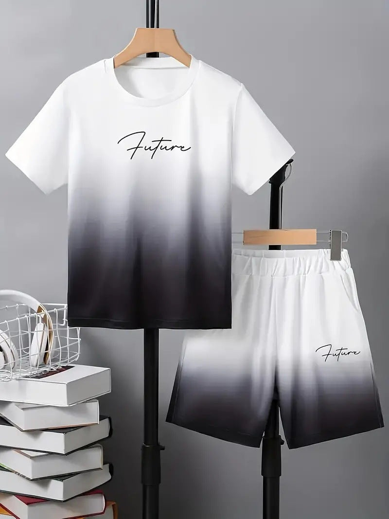 Boys' Casual Short Sleeve T-shirt Top Shorts Two-piece Set - Cindi Book
