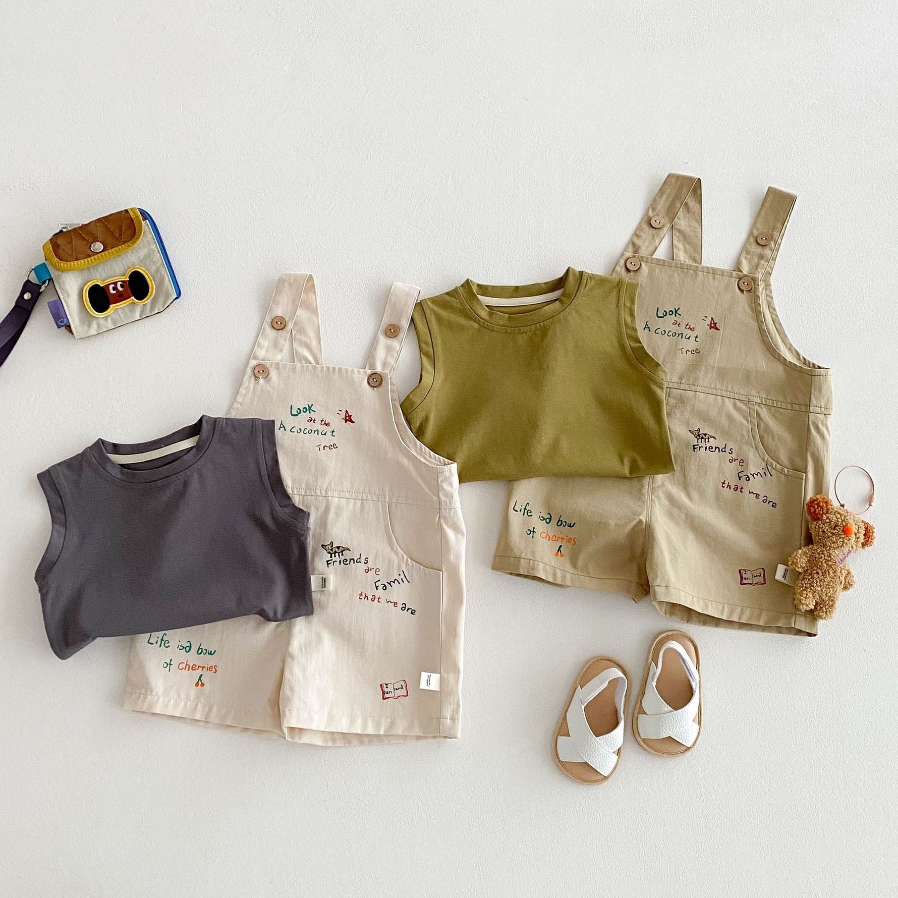 Simple Fashion T-shirt Fashion Baby Korean Style Cartoon Suspender Pants - Cindi Book