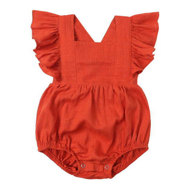 Baby Cotton And Linen Summer Strap One Piece Suit - Cindi Book