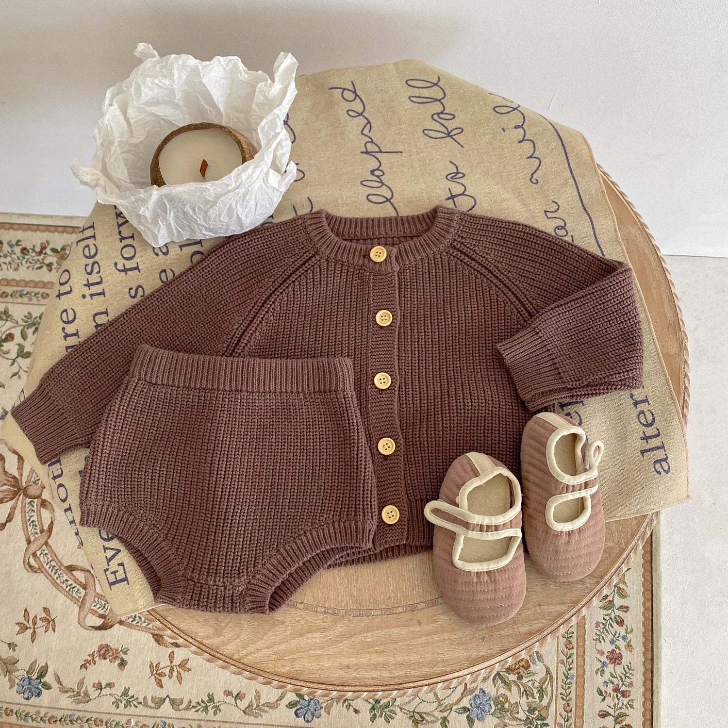 Baby Cotton Yarn Bulky Underpants Cardigan Coat Two-piece Suit - Cindi Book