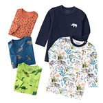 Autumn Children's Cartoon Printed Home Long-sleeved Top T-shirt Mixed Color Five Pieces - Cindi Book