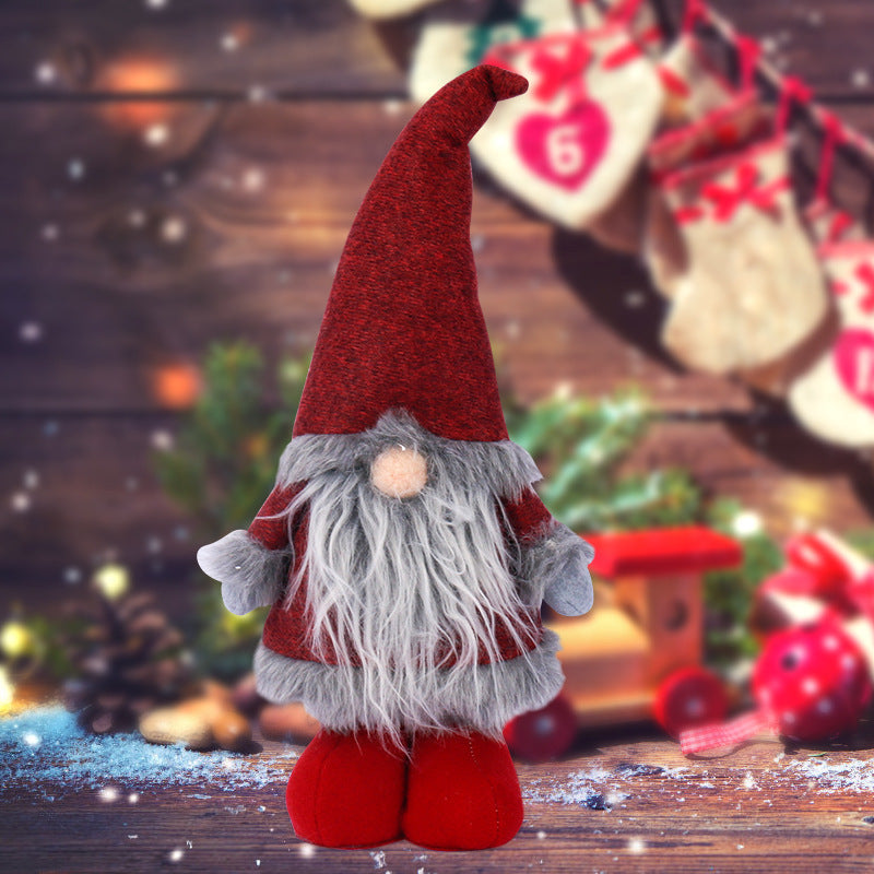 Cute Braids Faceless Plaid Hooded Forest Old Man Doll Home Plush Desktop Decoration - Cindi Book