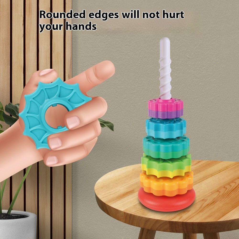 Rainbow Rotating Tower Toy Baby Early Education Intellectual Development Intelligence Ferrule - Cindi Book