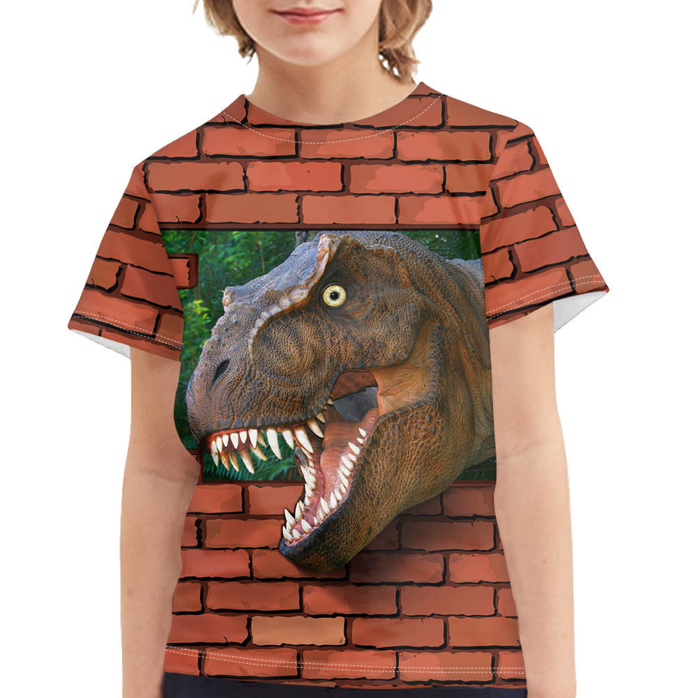 Summer Dinosaur Full Print Boy's T-shirt - Cindi Book