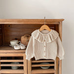 Baby Girl Ruffled Bow Tie Knitted Coat Small Cardigan Sweater - Cindi Book