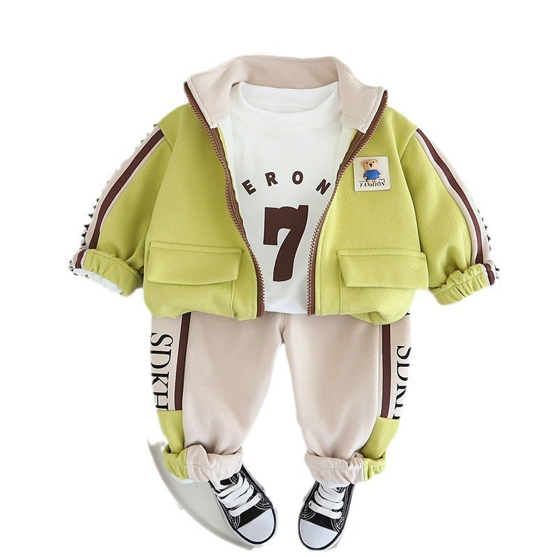 Spring Children's Clothing Boys Hoodie Jacket Long Sleeve Three-piece Suit - Cindi Book