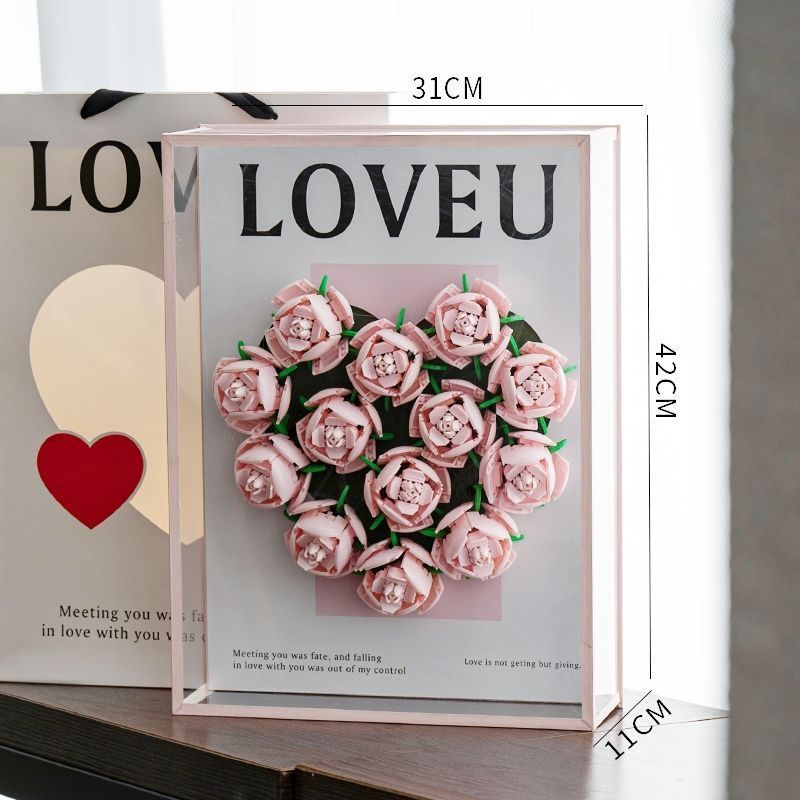 Rose Bouquet Building Blocks Gift Box DIY Handmade - Cindi Book