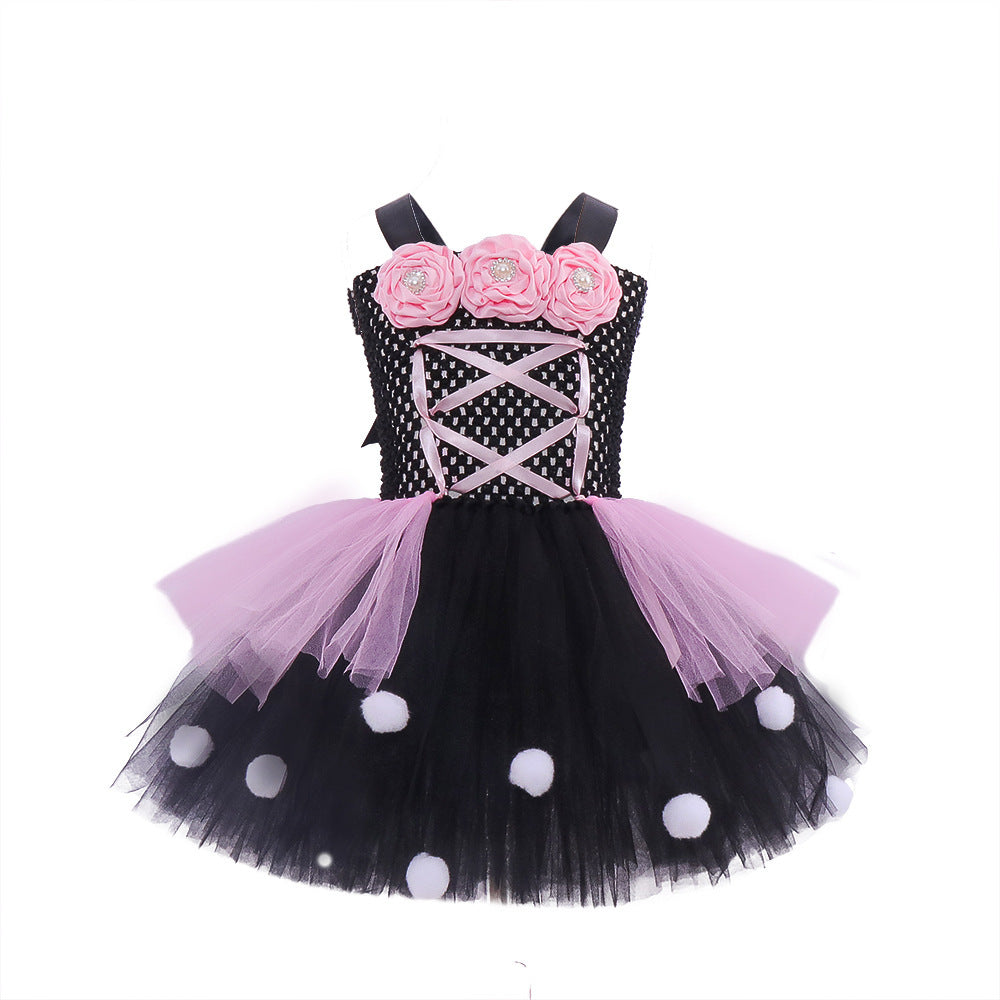 Little Witch Flower Mesh Halloween Character Children's Performance Apparel