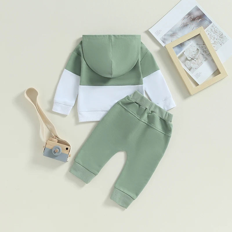 Color Stitching Hoodie Children's Fashion Casual Set - Cindi Book