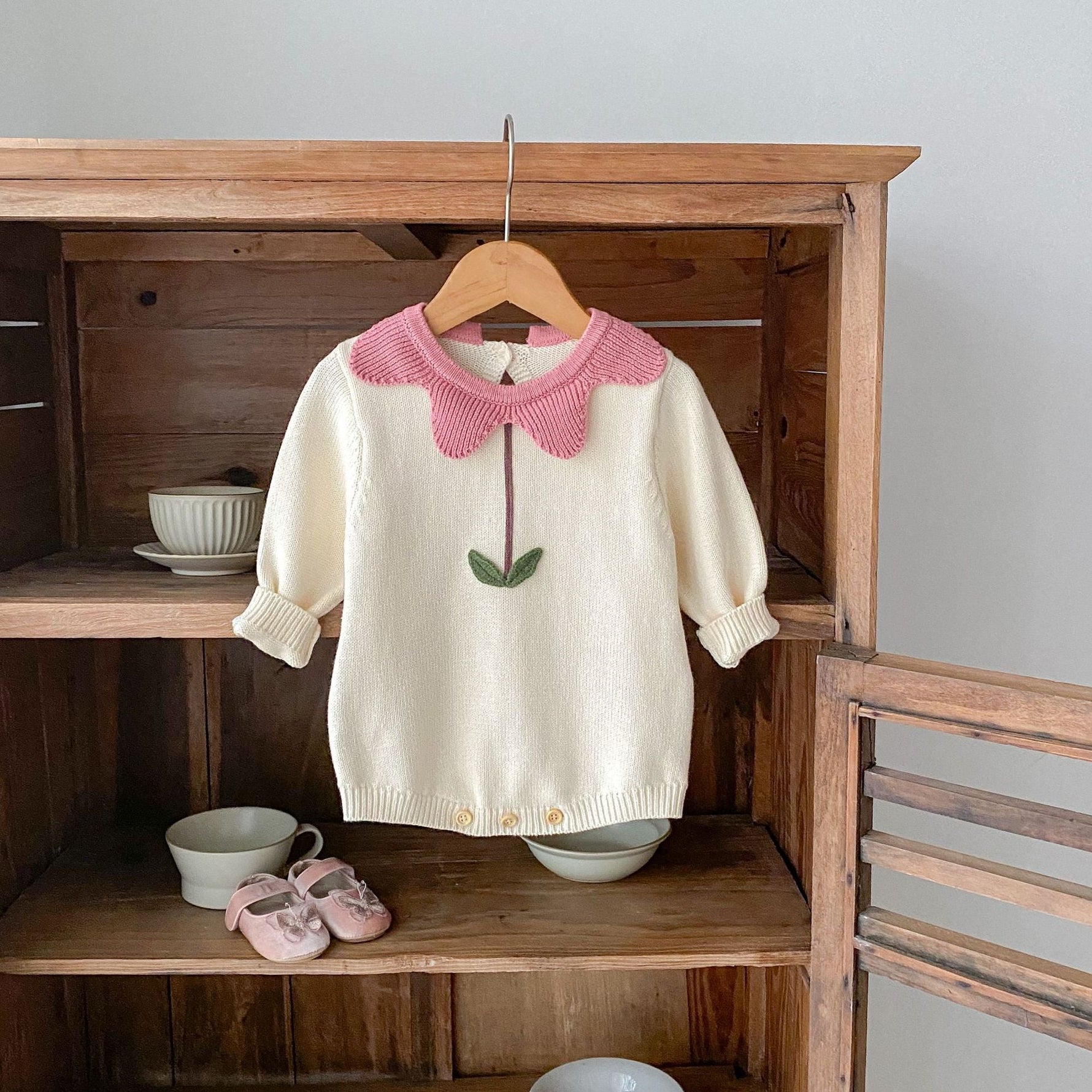 Cute Flowers Cotton Knitted Baby Sweater - Cindi Book