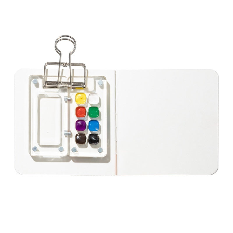 Mini Watercolor Color Box Acrylic Box Portable Journal Book Sketch Travel Painting Picture Book