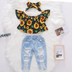 Broken Holes Pants Headscarf Three-piece Set - Cindi Book