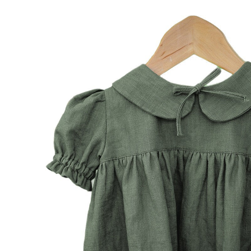 Girls Rustic Cotton And Linen Dress - Cindi Book