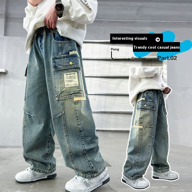 Children's Wear Boys Spring Clothing Pants Straight - Cindi Book