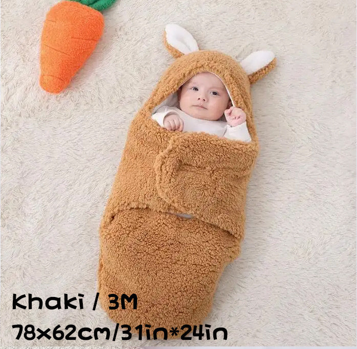 Super Soft Baby Sleeping Bag Fluffy Fleece Newborn Blanket Swaddle Blankets, Unisex Baby Wrap For Newborn Baby Boys Girls With Head-Protecting & Head-Supporting Function, Wearable Swaddle Sleep Sack - Cindi Book