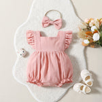 Flying Sleeve Shoulder Solid Color Sleeveless Romper - Cindi Book