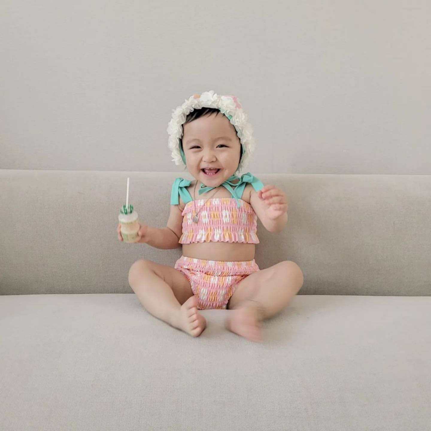 Girls Flower Hooded One-Piece Swimsuit