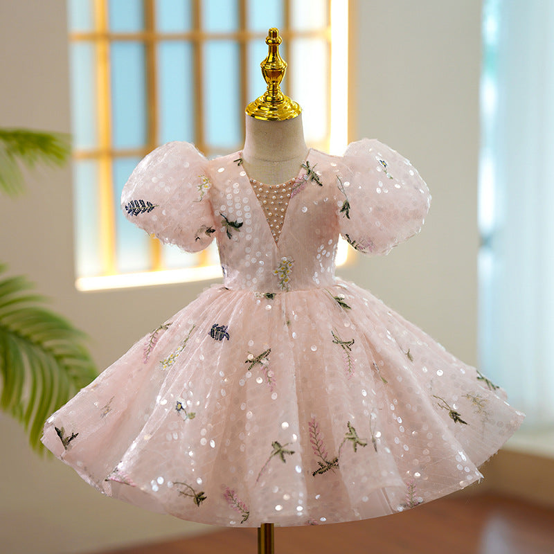 New Floral Princess Dress For Flower Girls Hostpresenter And Piano Performance Outfit - Cindi Book