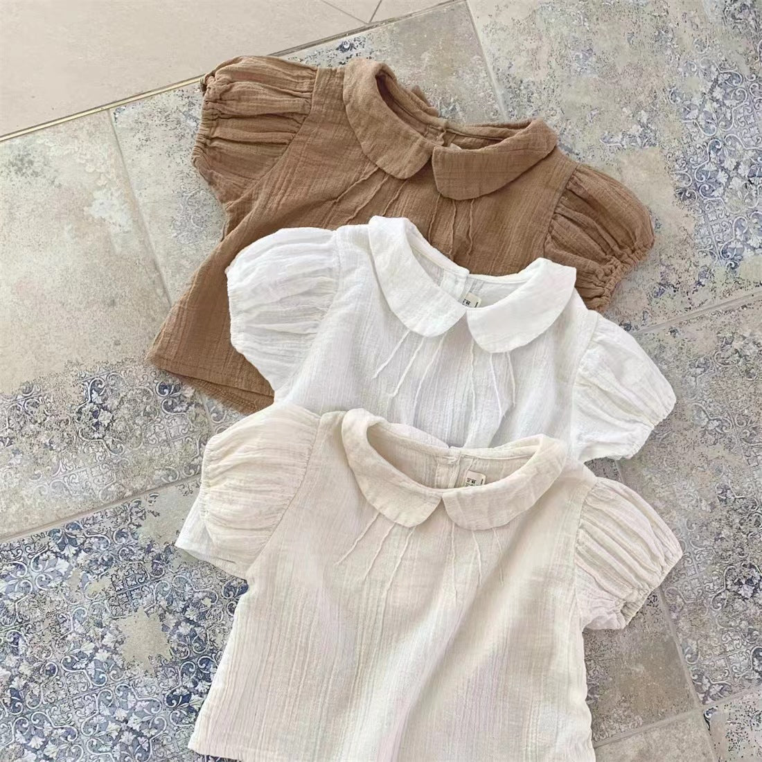 Baby Girl Cute Lapel Short-sleeved Blouse T-shirt - Cindi Book