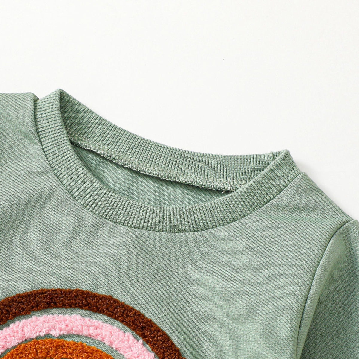 Children's Four-color Towel Embroidery Rainbow Long-sleeved Shirt Fake Drawstring Trousers Two-piece Set - Cindi Book