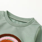 Children's Four-color Towel Embroidery Rainbow Long-sleeved Shirt Fake Drawstring Trousers Two-piece Set - Cindi Book