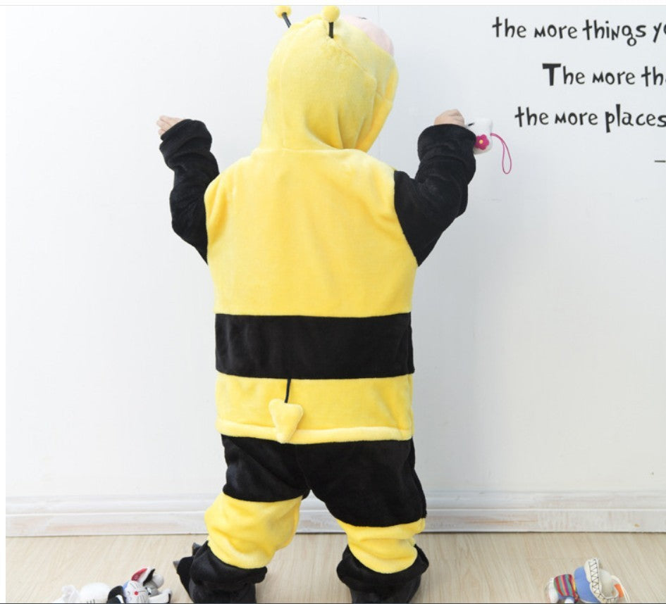 Children's Cute Cartoon Animal Bee One-piece Pajamas Flannel Performance Wear - Cindi Book
