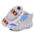 Children's Double-wheel Deformed Wings LED Luminous Rollerskate - Cindi Book