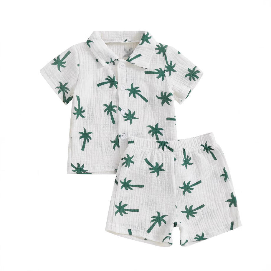 Baby Boy Beach Series Short Sleeve Blouse And Pants - Cindi Book