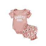 Flounced Sleeve Romper Fake Drawstring Shorts Two-piece Set - Cindi Book