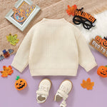 Baby Halloween Three-dimensional Pumpkin Pattern Knitted Long-sleeved V-neck Cardigan - Cindi Book