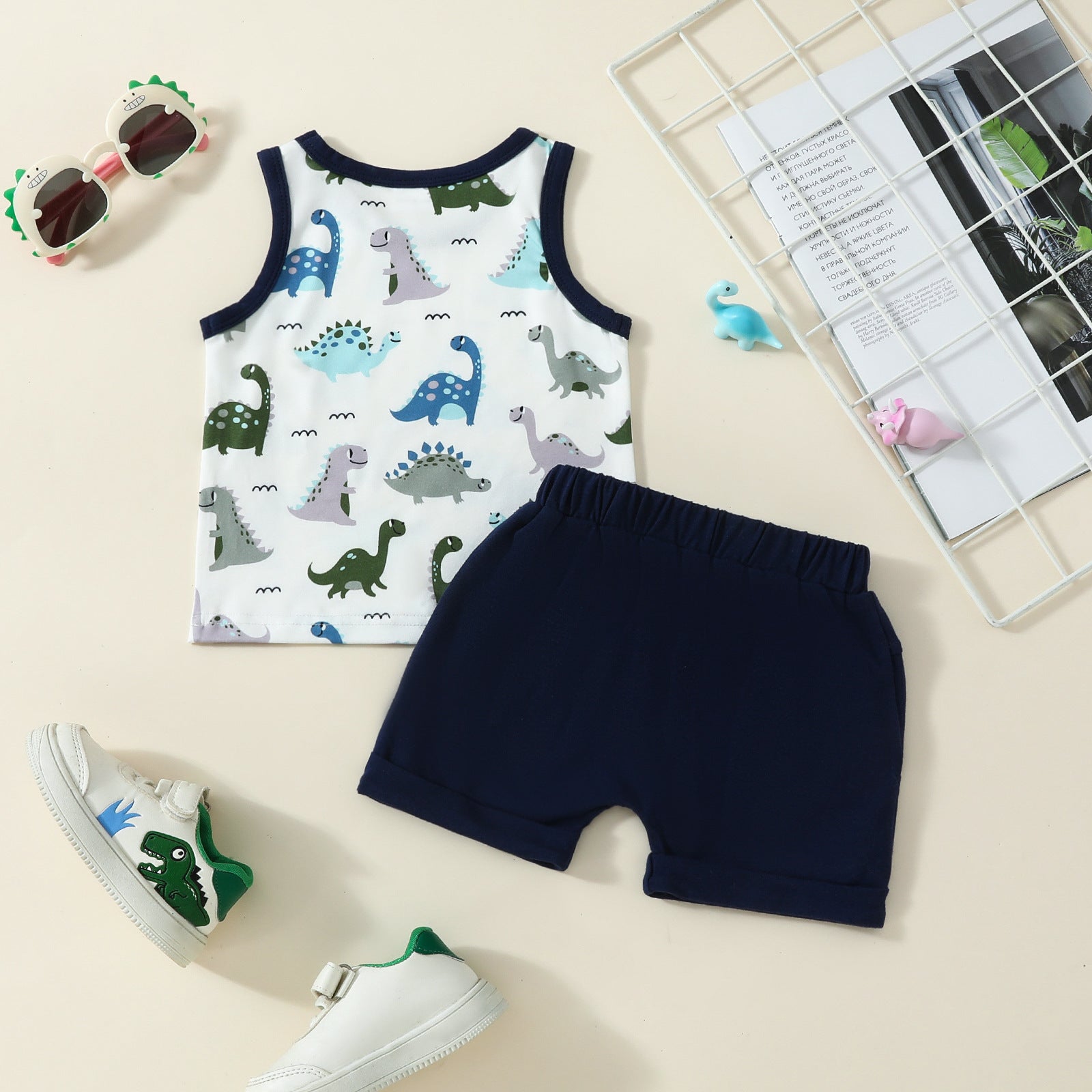 Boys Fashion Cartoon Dinosaur Printed Two-piece Suit - Cindi Book