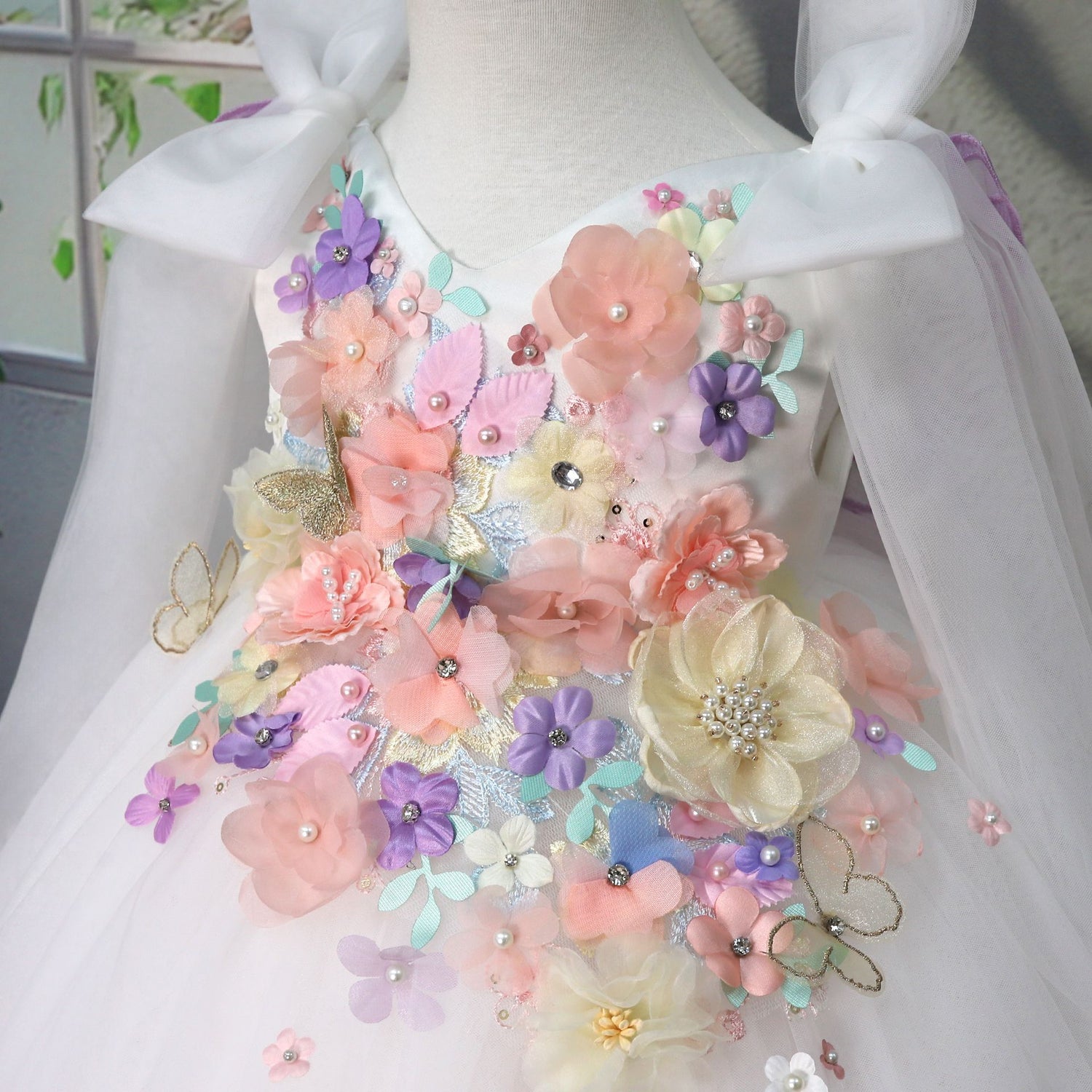 Children's Handmade Applique Dress White - Cindi Book