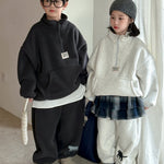 Winter Clothes For Boys And Girls Korean-style Labeling Half Zipper Two-piece Set - Cindi Book