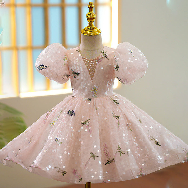 New Floral Princess Dress For Flower Girls Hostpresenter And Piano Performance Outfit - Cindi Book