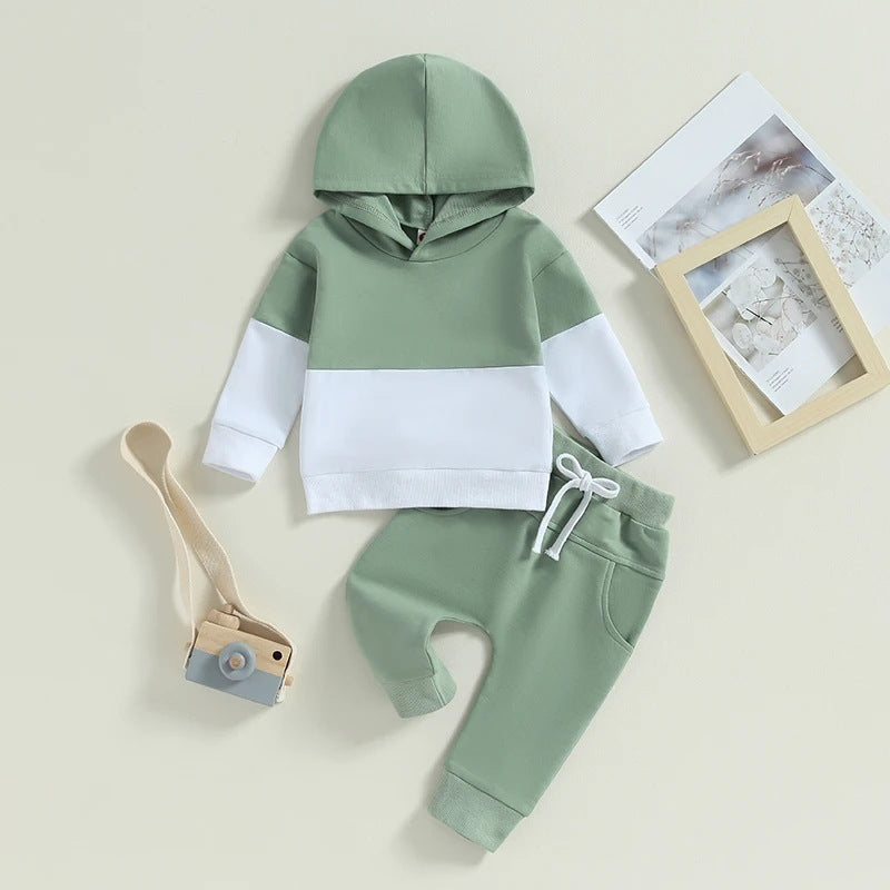 Color Stitching Hoodie Children's Fashion Casual Set - Cindi Book