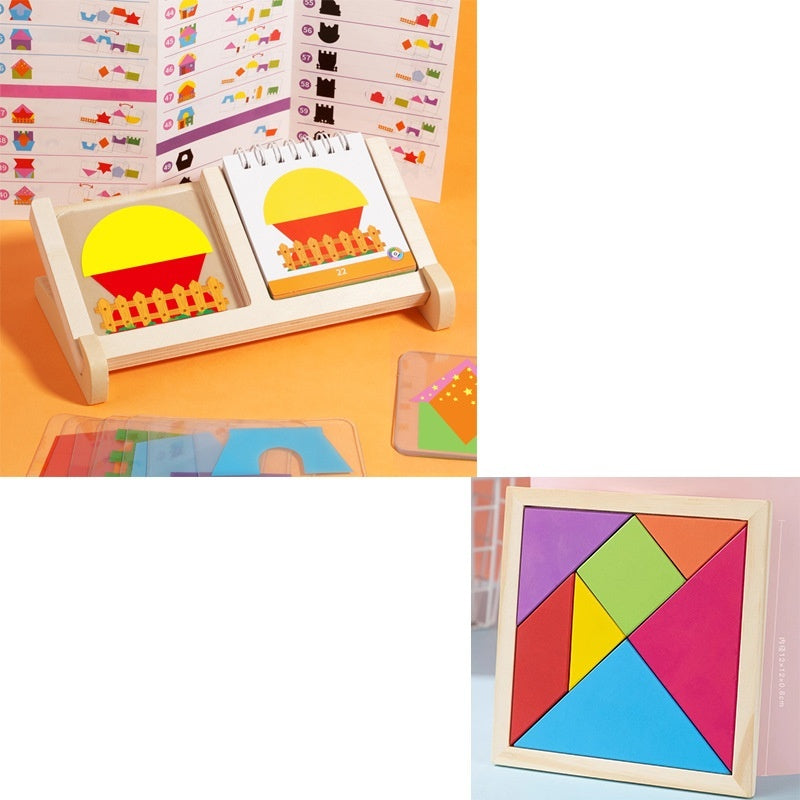 Building Block House Geometric Shape Spatial Reasoning Puzzle Tabletop Game Toy - Cindi Book