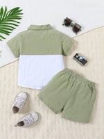 Boys' Summer Cotton And Linen Casual Short-sleeved Shirt And Shorts Suit - Cindi Book