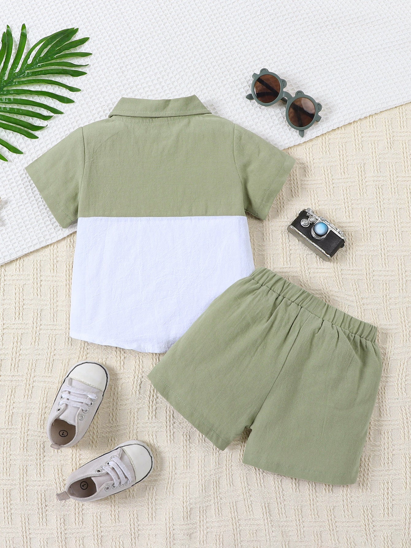 Boys' Summer Cotton And Linen Casual Short-sleeved Shirt And Shorts Suit - Cindi Book