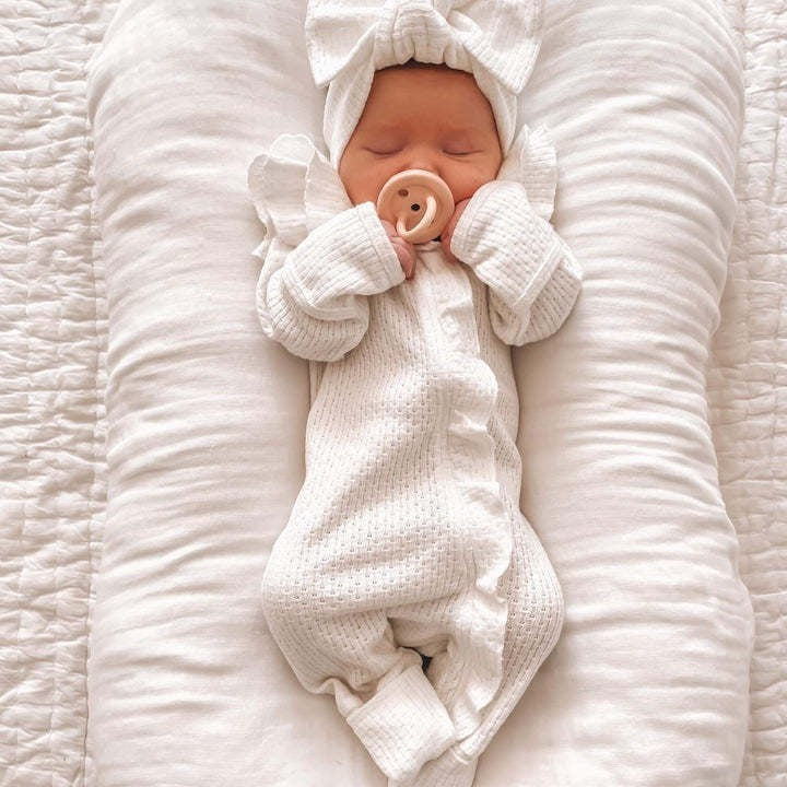 Girl Infant Bodysuit Long-sleeved Knitted Stretch Waffle Jumpsuit - Cindi Book