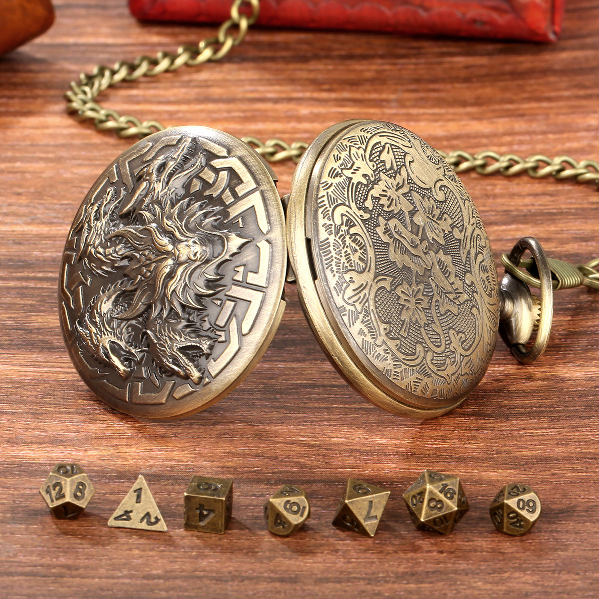 Retro Creative Pocket Watch Shaped Tabletop Game Dice Set -7PCS Metal Polyhedral Dice, Steampunk Style Portable DND Dice Set, Exquisite Metal Craftsmanship, Adding Unique Charm To Tabletop Games - Cindi Book